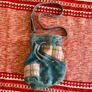 Vintage 80s/90s Denim Bucket Bag Crossbody by Braxton